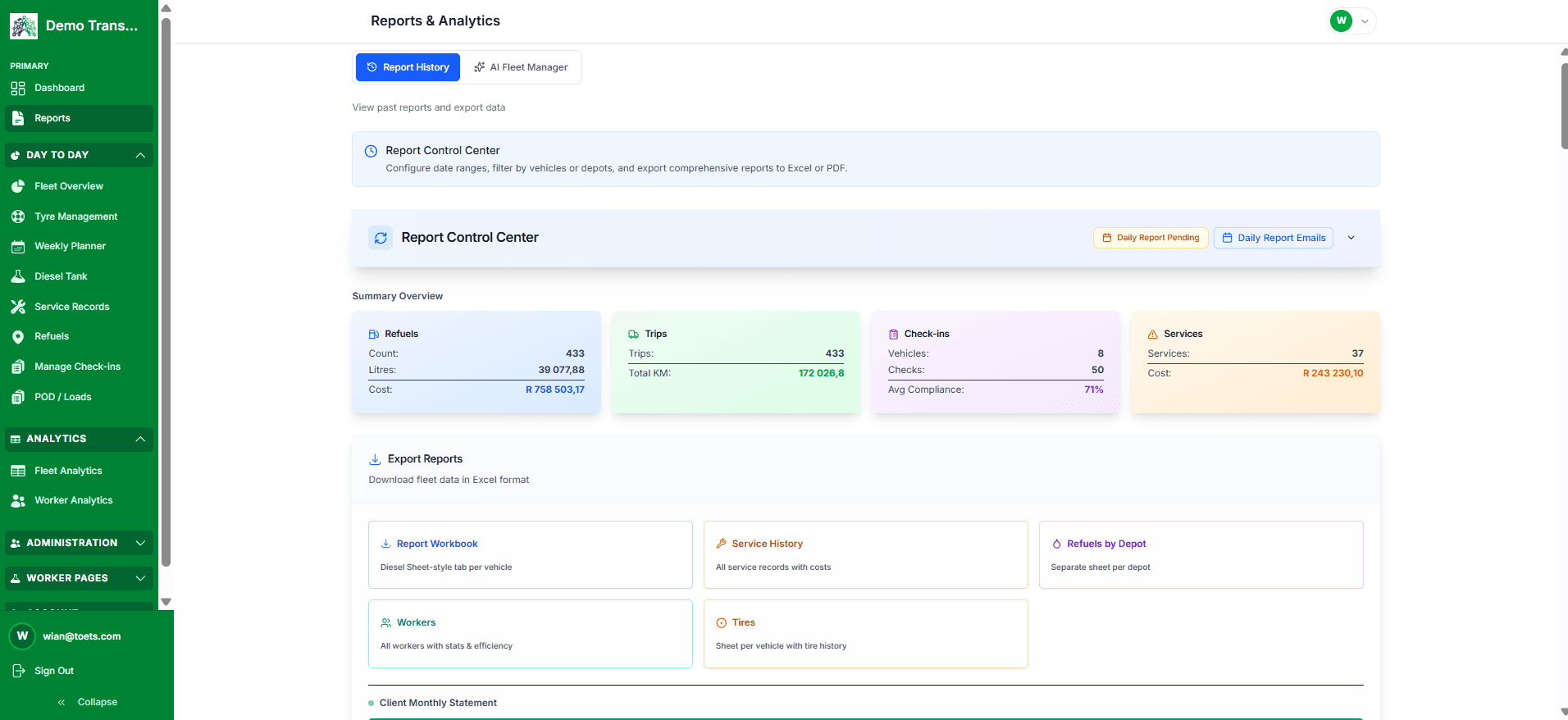 Adaptix Reports and Analytics with one-click exports