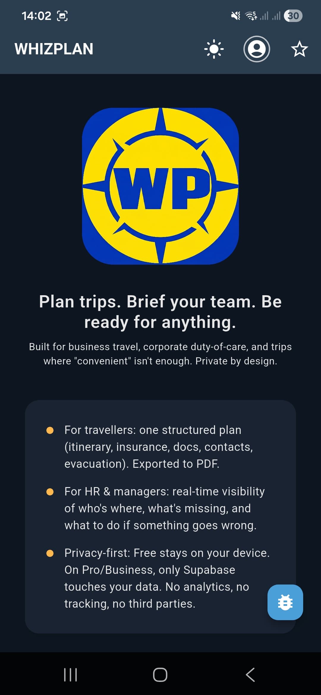 Whizplan mobile app splash screen